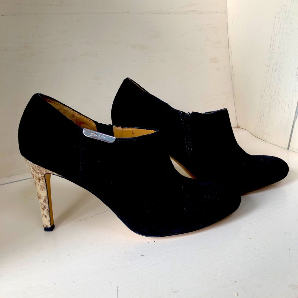 COACH Seneca suede bootie snake heel